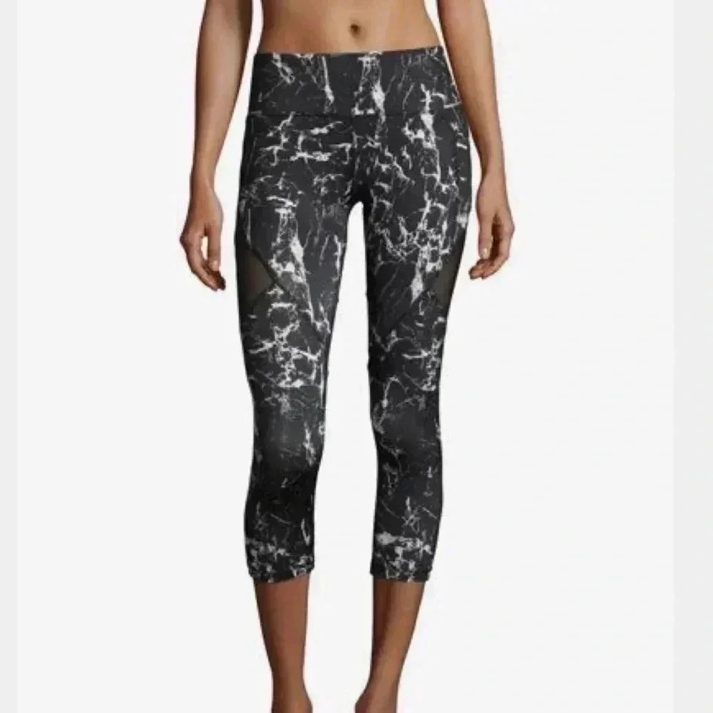 X By Gottex Black And White Marble Printed Leggings